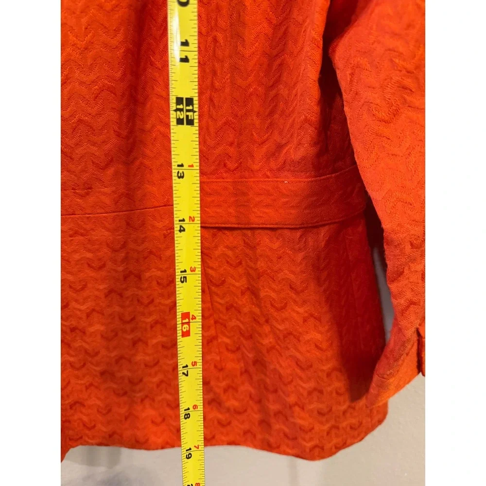 Banana Republic Blazer Women 8 Orange Excellent Textured Jacquard Notch Lapel
